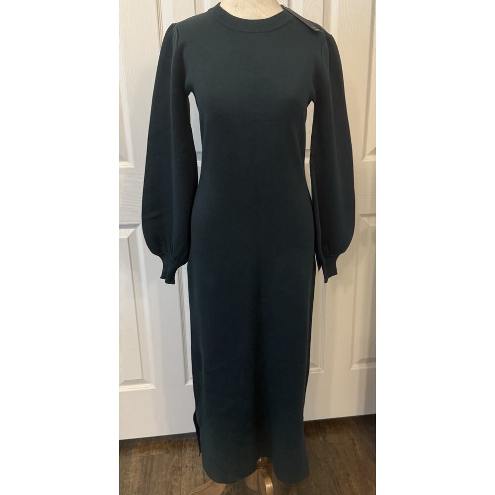 Lulus NWT Sweater Dress Sz MED‎ Rhapsodize Emerald Green Balloon Sleeve Bodycon